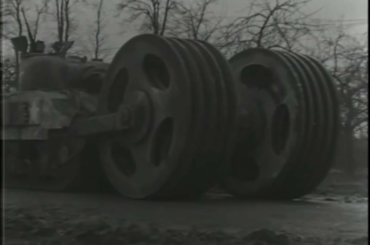 T1E3 "Aunt Jemima" roller attachment on a Sherman tank intended to detonate anti-tank mines without the vehicle being harmed
