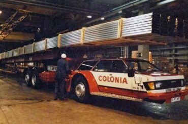 The "Schnibbelmobil", an MAN-based Ford Granada-bodied Mercedes-nosed special purpose truck built to carry long aluminium pieces on the Autobahn