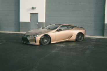 A bagged Lexus LC500 shot on 35mm film