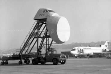 Boeing 747 trainer truck. Due to the increased size of the 747, especially height-wise, this training truck was devised to allow pilots to practice taxiing while the plane was still being developed.