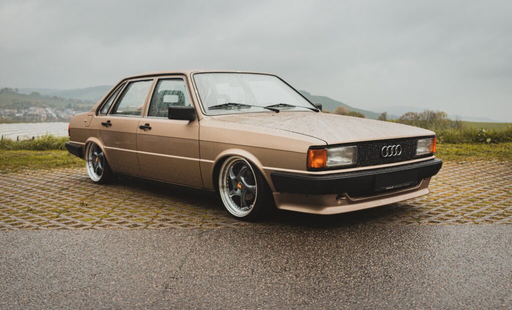 Clean Audi at a meet in the rain