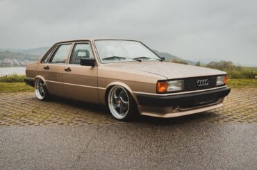 Clean Audi at a meet in the rain