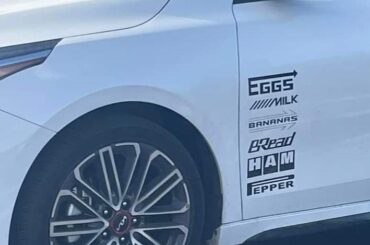 Racing stickers or grocery list?