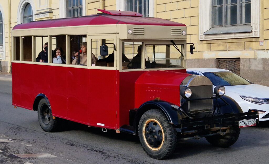 Strange old bus in Saint-Petersburg