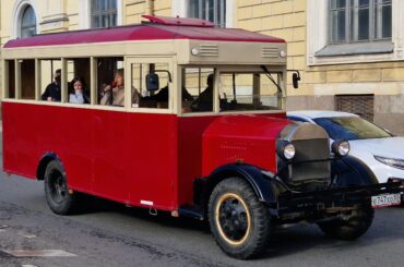 Strange old bus in Saint-Petersburg