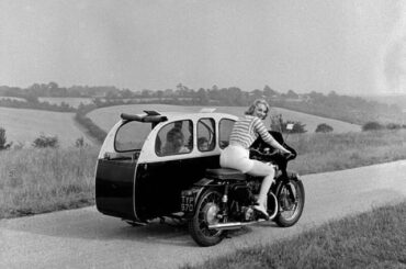 Vintage motorcycle sidecar camper