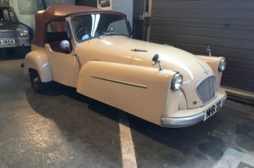 1950s Bond Minicar. A 3-wheeled roadster with fake front fenders