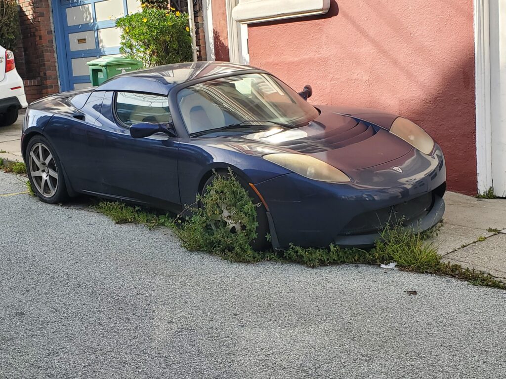[Tesla Roadster], appers to have been sitting a bit, tags expired in 20.