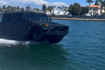 The perfect vehicle, a combination of a Humvee and a motorboat!