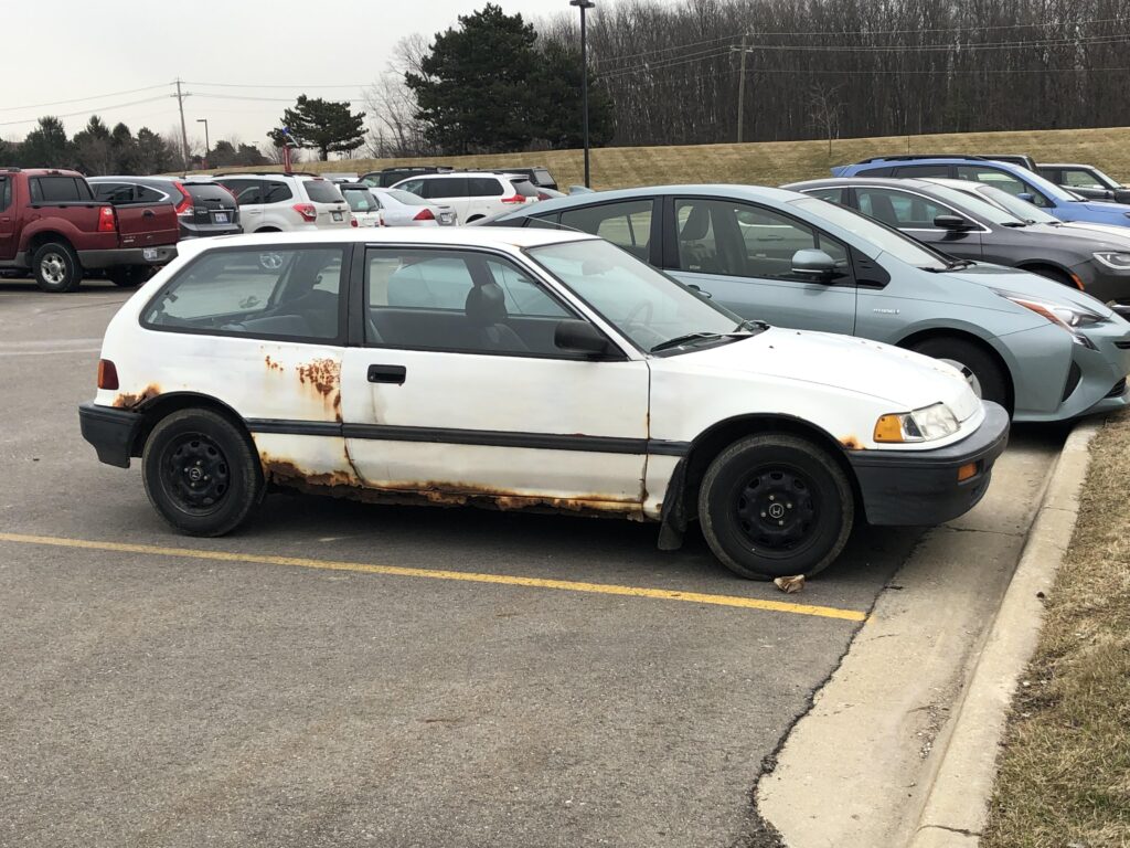 My professor’s 89 Honda 5 speed. He bought it brand new and still drives it every day.