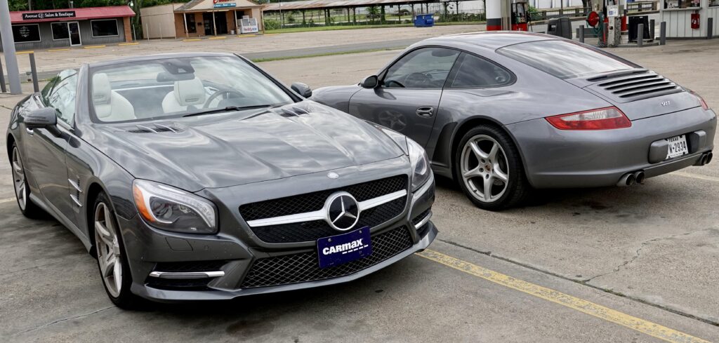 A pair of Germans: Bought one of my dream cars(SL550) and went out with my buddy who bought his dream car(911)