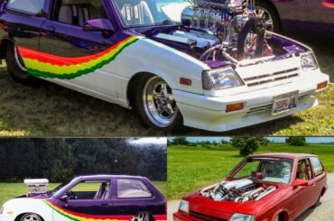 Robert Carrasca's wild Pro Street 1987 Chevy Sprint done 3 ways - Blown BB Chevy with 6 carbs and nitrous, N/A SB Chevy with twin carbs and the current setup - 5.3L LS with twin 56mm turbos.