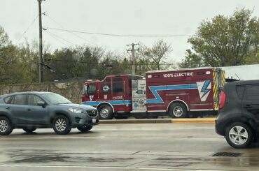 Spotted in Chicago suburbs. Electric firetruck