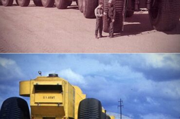 The Alaskan Land Train. Built in 1950 and equipped with 54 wheel drive.