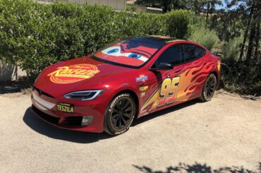 Lighting McQueen Tesla Model S found at Justin Winery in Paso Robles, CA. (OC)