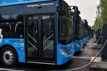 Electric buses in Helsinki, Finland.