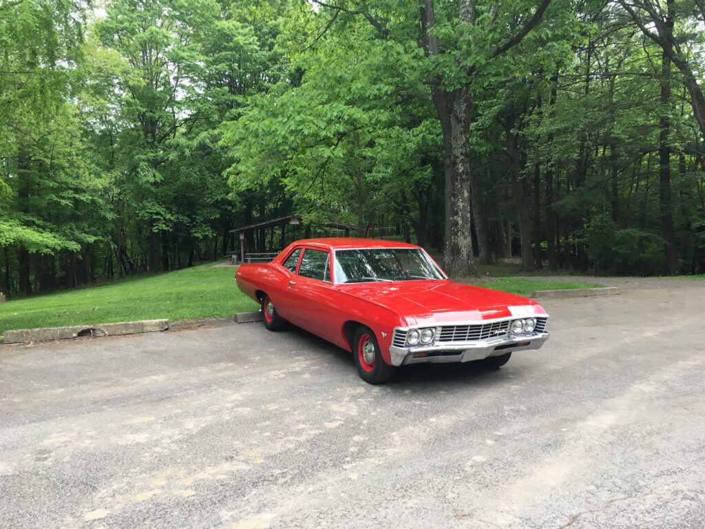 Out cruising in my 67 Biscayne after a front end rebuild.