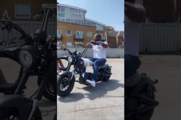 MMA/Boxing MC Buddae Johnson test rides Electric motorcycle at Stirling Eco