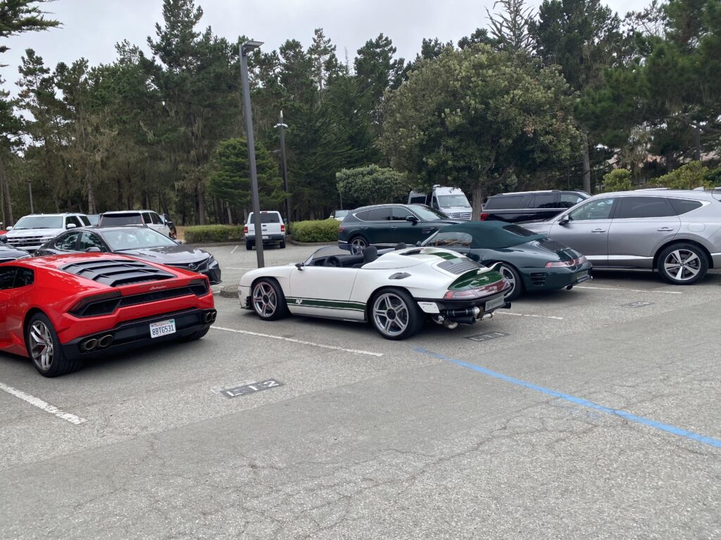 How about the prototype [Ruf Bergmeister] and a 1 of 1 [993 Ruf Speedster]. The parking lots of Monterey car week are often better than the shows themselves.