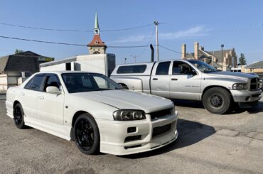My R34 sedan fresh from Japan