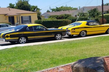 My neighbor has two of the same car painted exactly opposite of each other.