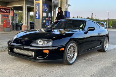 My dad was showing me the car he just bought, when this Supra MK4 pull up at gas station we where at