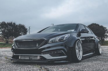 Wide body Hyundai Sonata on Work Meister M1. Something you don't see everyday.