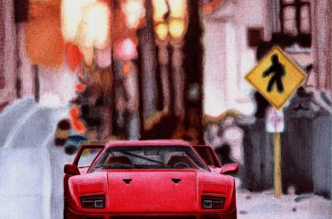 Ferrari F40, ballpoint pen drawing [3500x4921].