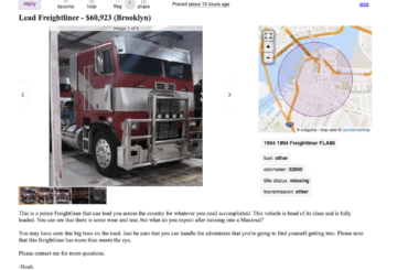 Someone is posting the vehicles from Transformers on Craigslist