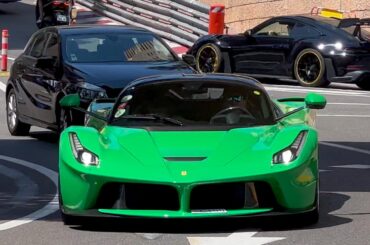 A stunning green Laferrari driving around Monaco (1437 × 808)