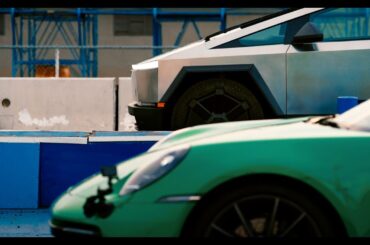 Cybertruck beats Porsche 911 while towing a 911