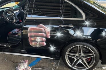 Airbrush test on a C63! Need suggestions for the next artwork!!(preferably something 2000s esque)