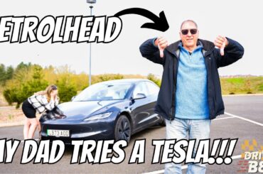 My PETROLHEAD Dad Tries A TESLA ?!! | Electric Car First Impressions, Drive & Charging PROBLEMS!!!