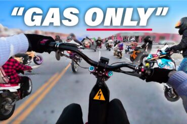 Electric Bike VS. Gas Motorcycles! Crashing an “All Gas” Stunt Ride on my Surron E-Bike