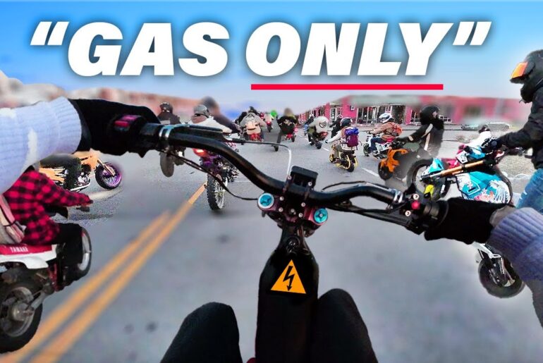 Electric Bike VS. Gas Motorcycles! Crashing an “All Gas” Stunt Ride on my Surron E-Bike