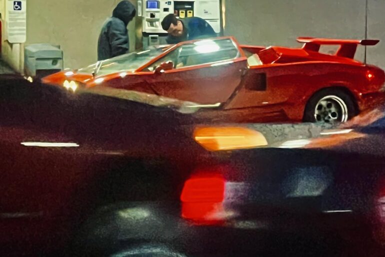 [Lamborghini Countach] seen at a gas station