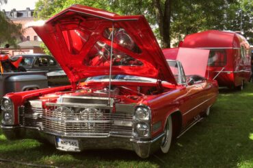 An beautiful red Cadillac DeVille in Sweden.