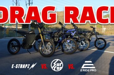 FASTEST ELECTRIC BIKE DRAG RACE | E- STARPZ SB STORM VS ERIDE PRO VS SURRON