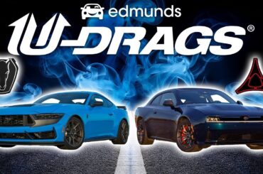 EDMUNDS U-DRAGS: Ford Mustang Dark Horse vs. Dodge Charger Daytona EV | Handling, Acceleration, More