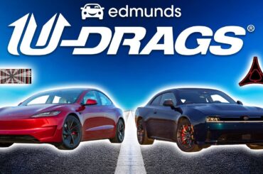 EDMUNDS U-DRAGS: Dodge Charger EV vs. Tesla Model 3 Performance | Handling, Quarter Mile & More