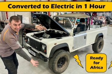 Land Rover converted to electric in one hour