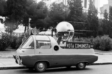 A Sputnik-type car used by the Italian Communist Party during the 1958 Italian General Elections