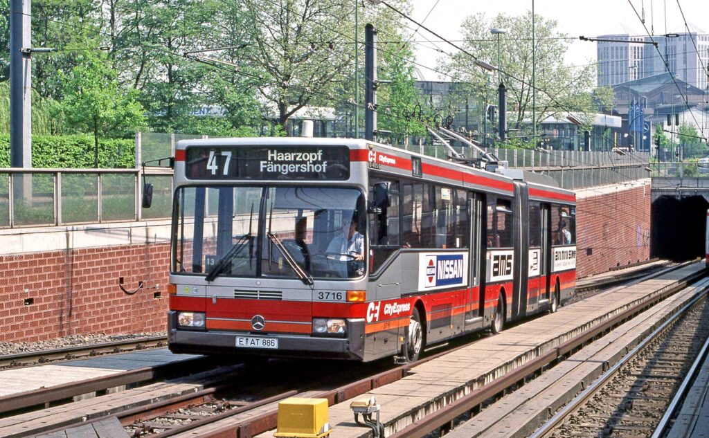 Guided bus in Essen, Germany 1995