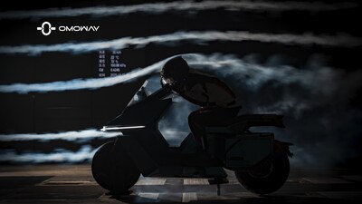 OMOWAY smart electric motorcycle OMO X in wind tunnel testing