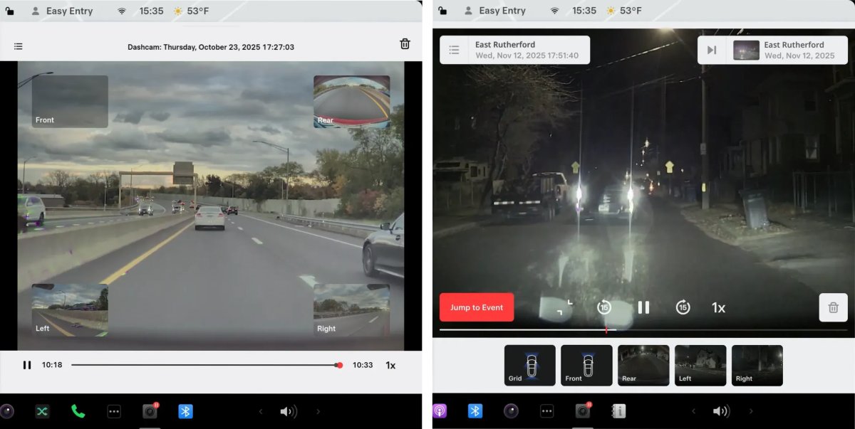 Old Dashcam viewer on the left and the improved UI on the right.