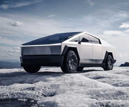 2025 Tesla Cybertruck front, three-quarter