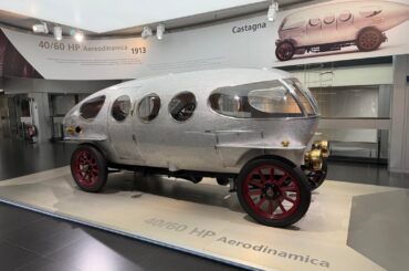 Whole display of weird Alfa Romeo cars in Alfa Romeo museum in Milan, Italy
