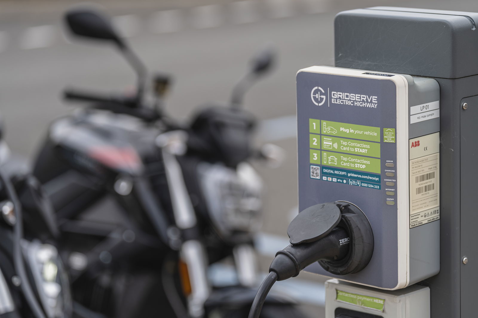 A Zero SR/F plugged in and recharging