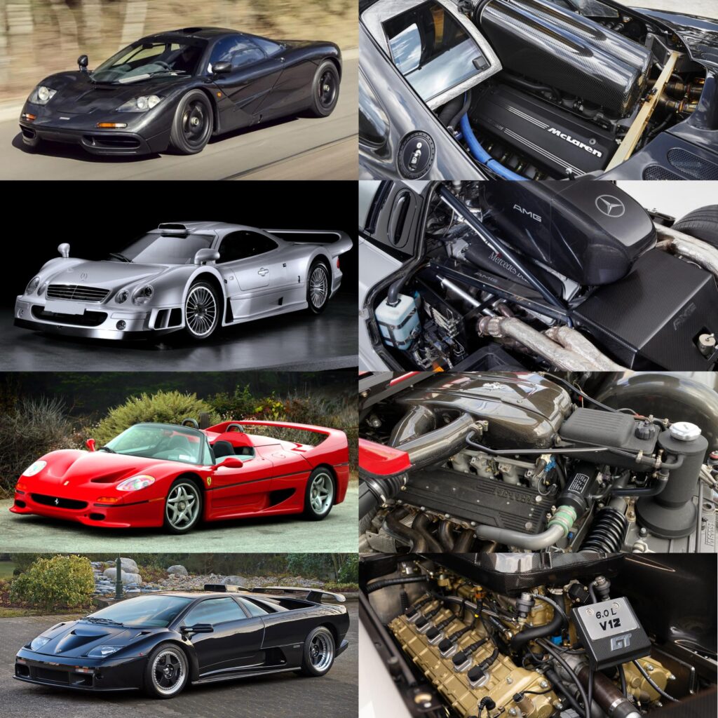 McLaren F1, Mercedes CLK GTR, Ferrari F50 and Lamborghini Diablo GT are some of the most iconic V12 cars ever made [3000 x 3000]