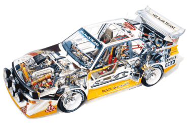1985 Audi Sport Quattro S1 E2 Group B rally car cutaway by Norbert Schäfer [2800x1800]